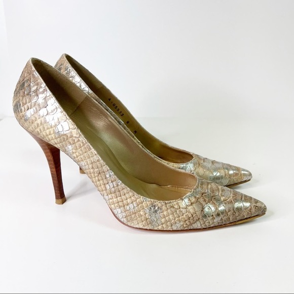 Stuart Weitzman Iris Honey Mica Python Pump SZ 8 - Picture 9 of 11